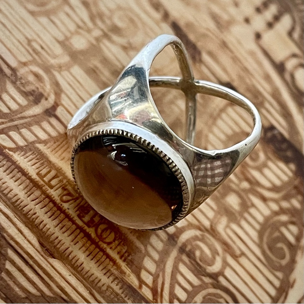 Vintage Sterling Silver Ring with Clear Quartz Size 6.5